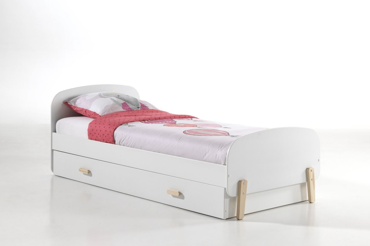 Vipack: Einzelbett 'KIDDY' 90 x 200 incl. Bettschublade - Kinderzimmer - Weiß