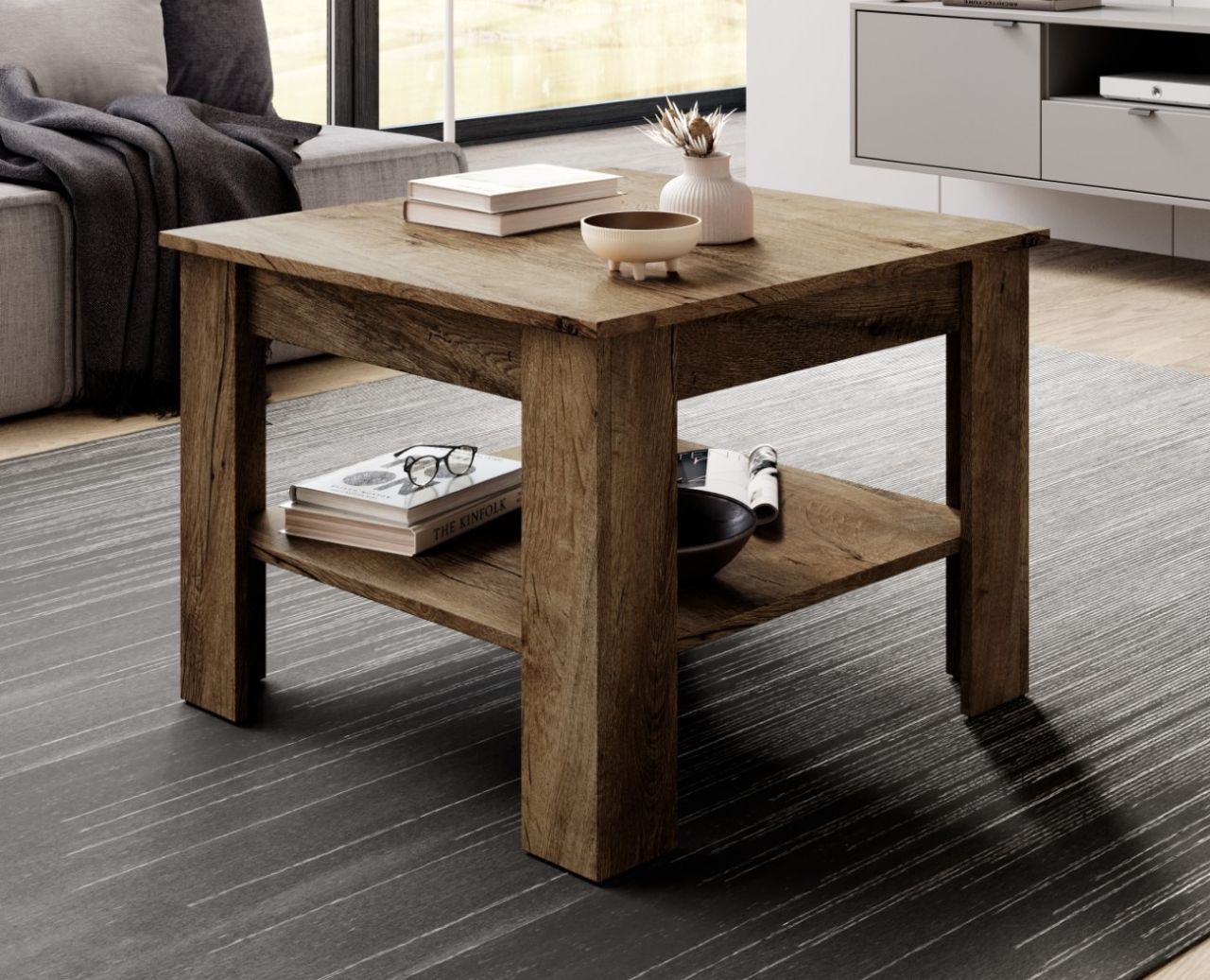 Couchtisch 67x67 Beistelltisch Wohnzimmertisch Sofa-Ablagetisch Bourbon Eiche