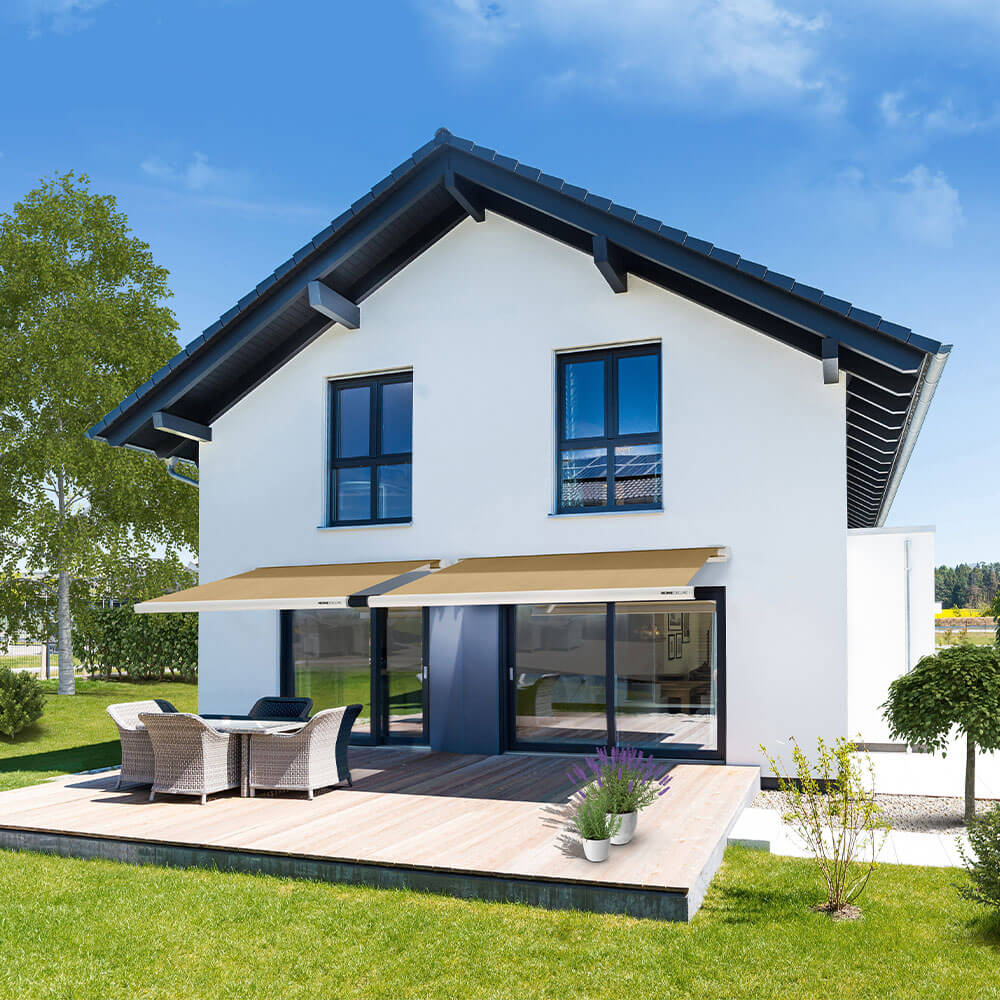 Home Deluxe Marquise à cassette complète LED électrique ELOS - 395 x 300 cm Sable