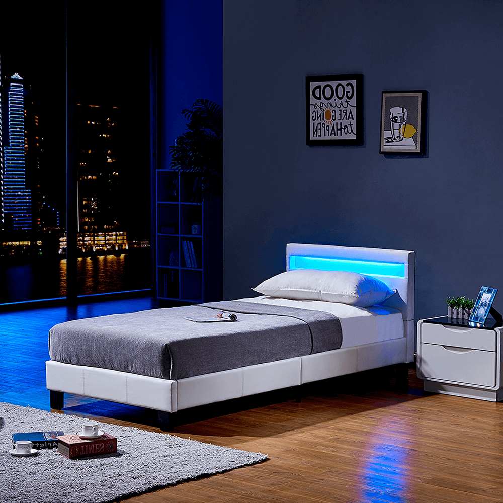 Home Deluxe Lit LED ASTRO avec matelas - 90 x 200 cm blanc