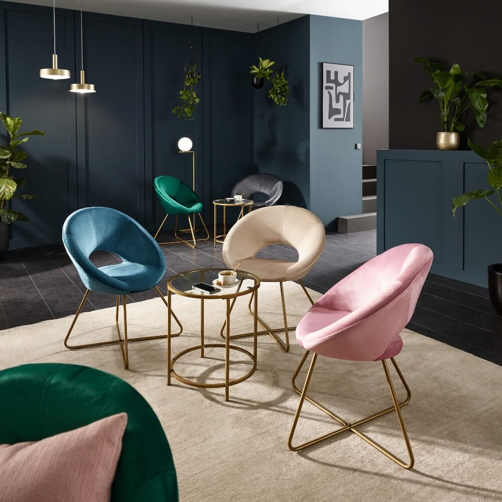 Home Deluxe Chaise en velours SELESA - Gris