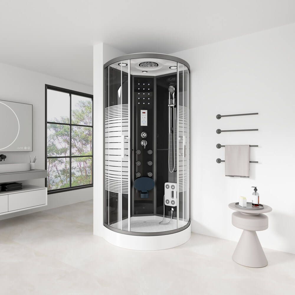 Home Deluxe Cabine de douche BLACK PEARL avec douche à effet pluie - 90 x 90 cm