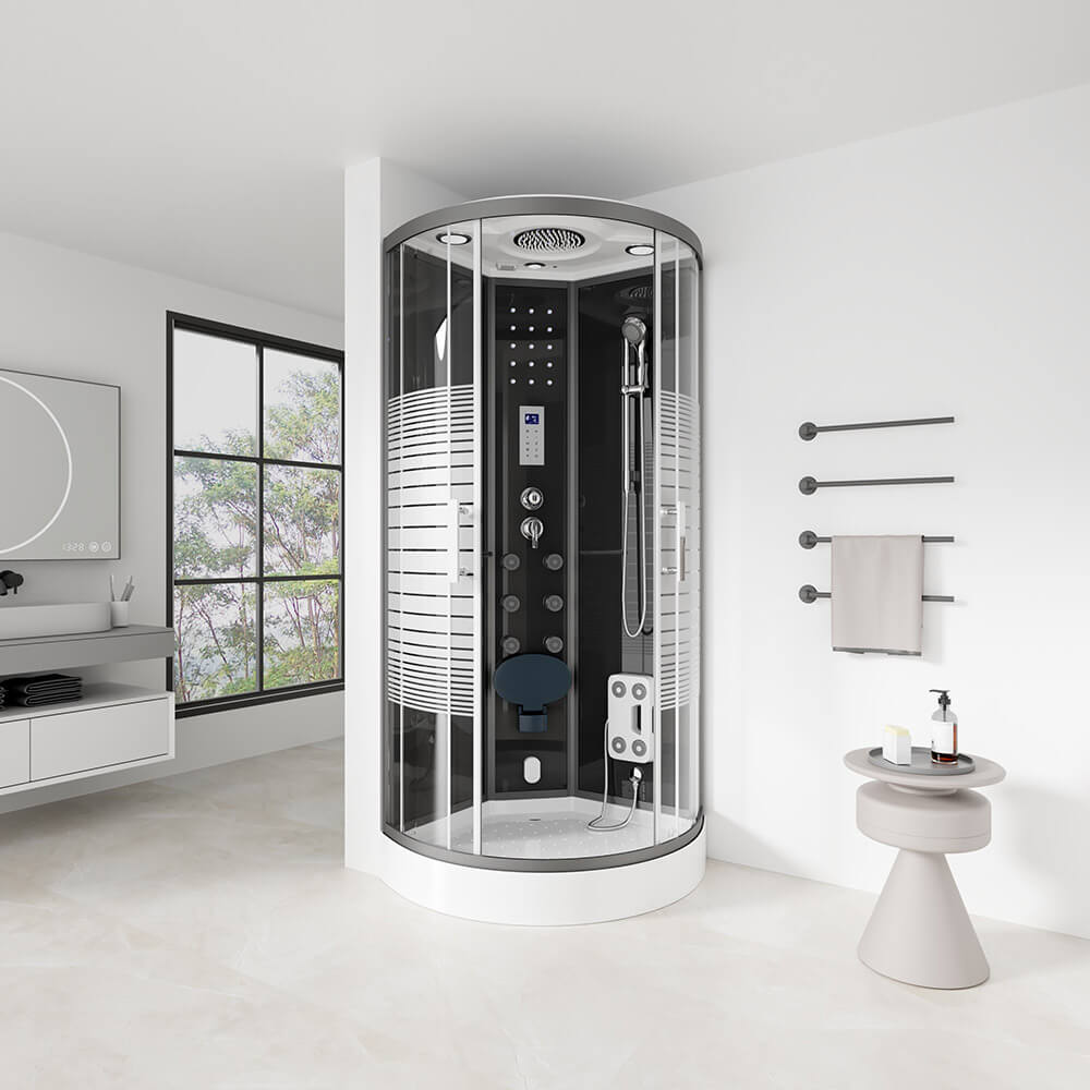 Home Deluxe Douche à vapeur avec cascade et sauna à vapeur BLACK PEARL - 100 x 100 cm