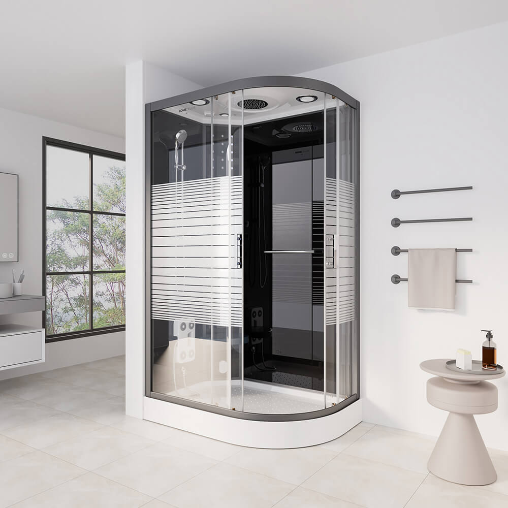 Home Deluxe Douche à vapeur avec cascade et hammam BLACK PEARL - 120 x 80 cm Droite