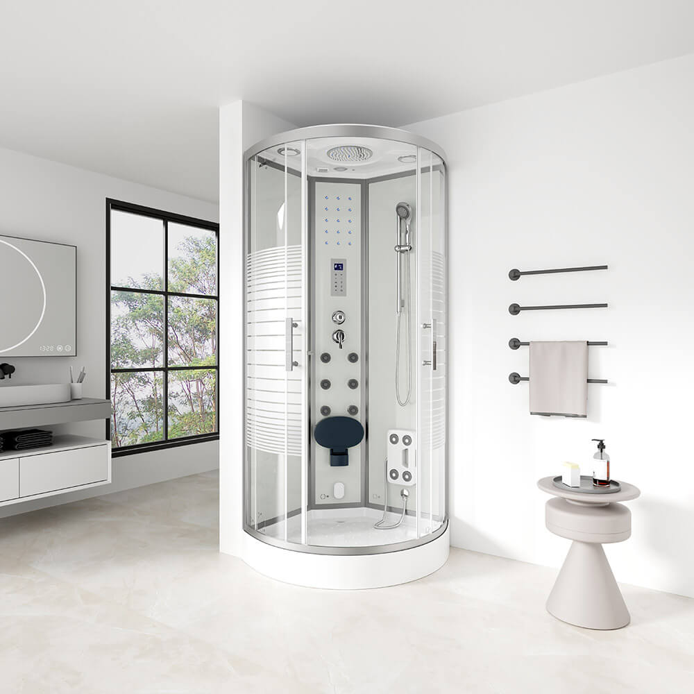 Home Deluxe Douche à vapeur avec cascade et sauna à vapeur WHITE PEARL - 100 x 100 cm
