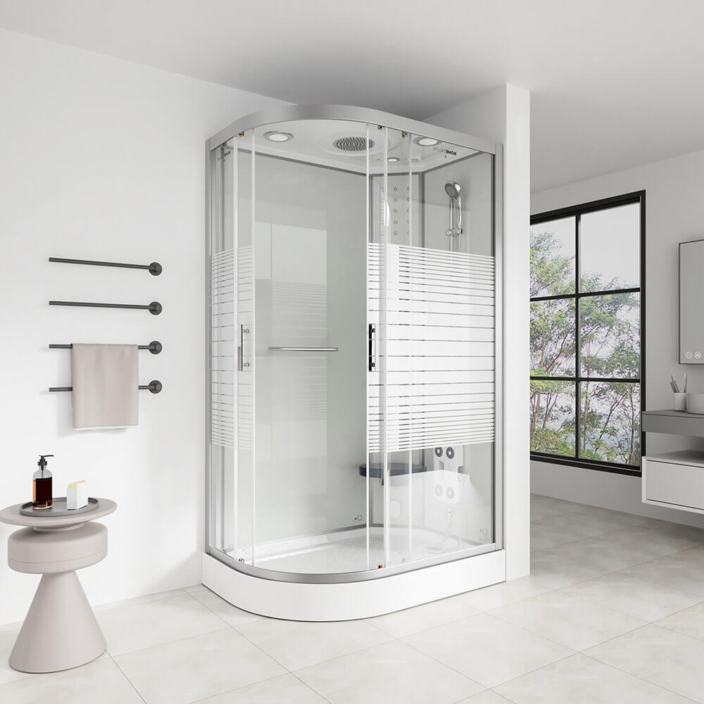 Home Deluxe Douche vapeur avec cascade et sauna vapeur WHITE PEARL - 120 x 80 cm Gauche