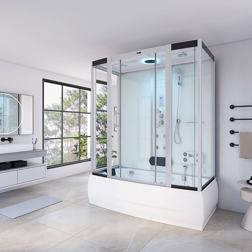 Home Deluxe Douche à vapeur avec fonction hydromassage et éclairage LED DIAMOND - 170 x 90 cm Blanc