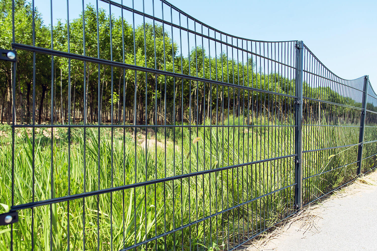 Home Deluxe Clôture à double barre d'ornement Tal incl. poteaux d'angle Anthracite/Vert MORATA - 200 cm x 10m sans poteaux d'angle