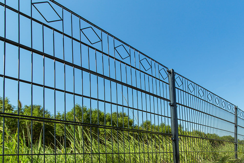 Home Deluxe Clôture à double barre de fer Clôture décorative losange y compris poteaux d'angle Anthracite/vert MORATA - 200 cm x 30m 3x poteaux d'angle