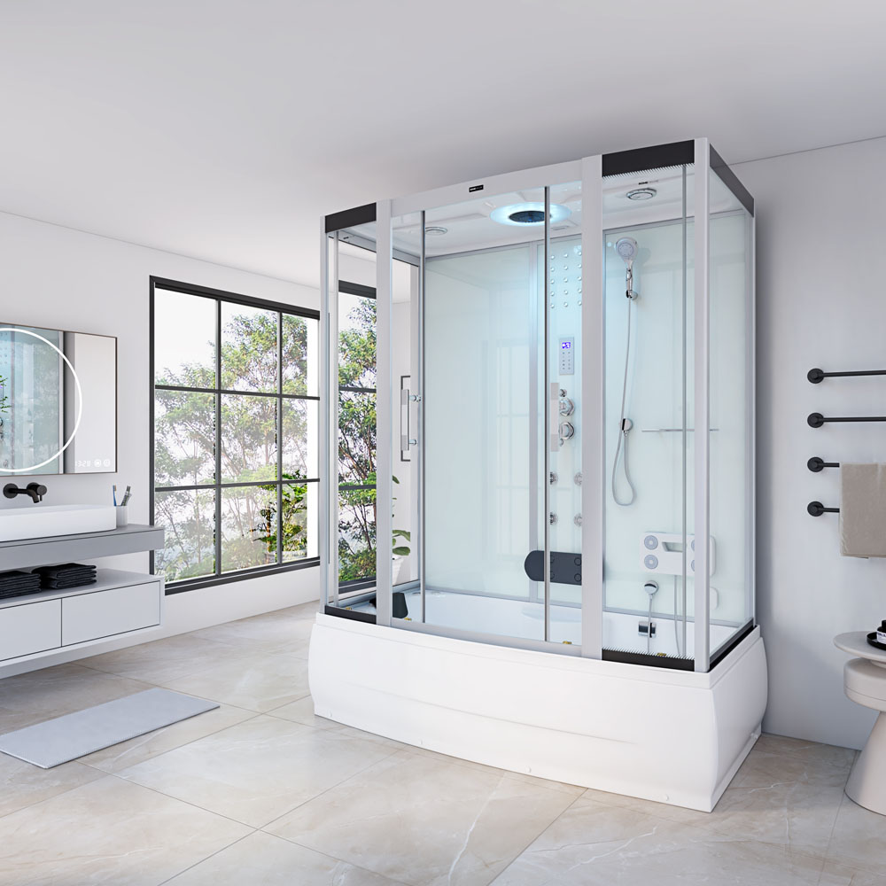 Home Deluxe Douche à vapeur avec fonction balnéo et éclairage LED DIAMOND BIG - 190 x 100 cm Blanc