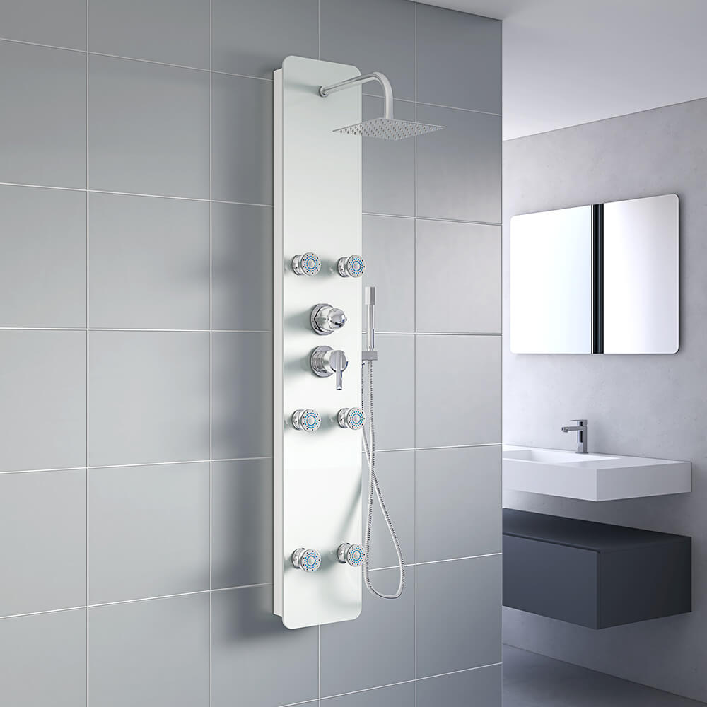 Home Deluxe Panel de ducha con ducha de lluvia DIVE - Blanco