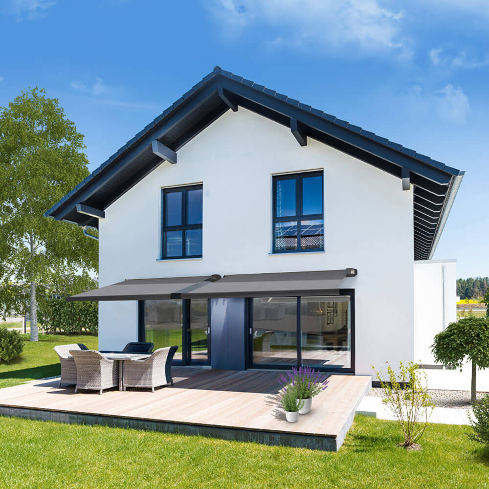 Home Deluxe Marquise à cassette complète LED électrique ELOS - 500 x 300 cm Anthracite