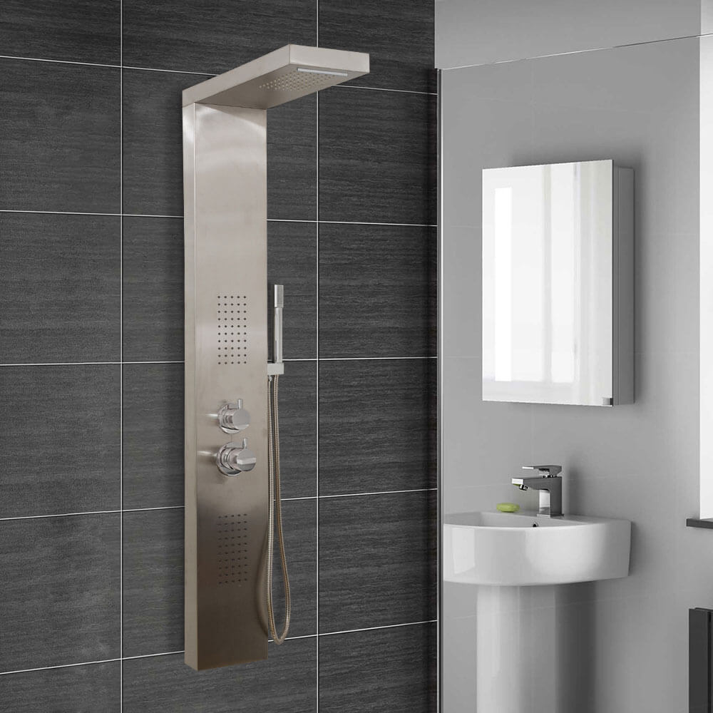 Home Deluxe Panel de ducha con ducha de lluvia CASCATA – acero inoxidable