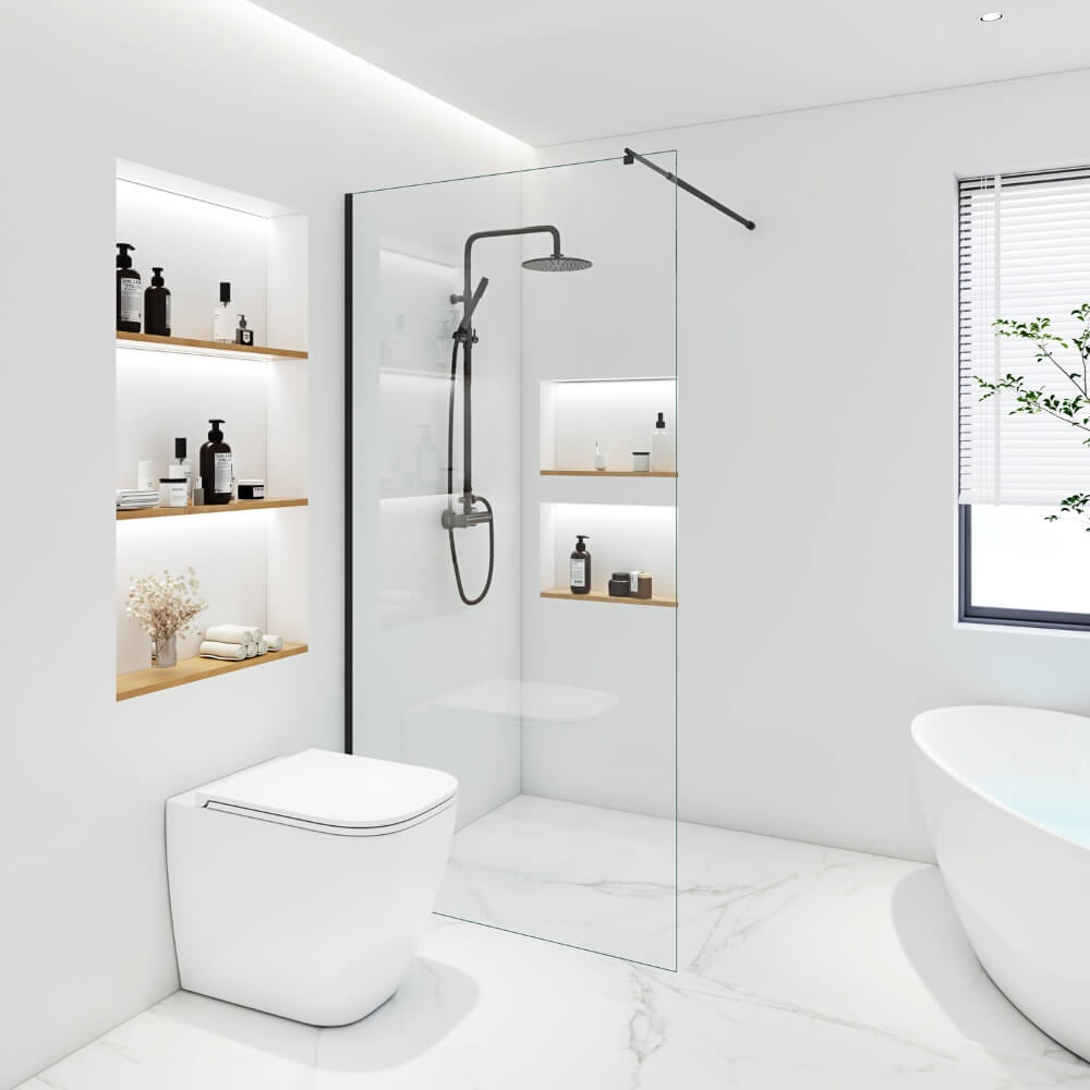 Home Deluxe Paroi de douche verre ESG BAKI - 130 x 200 cm noir