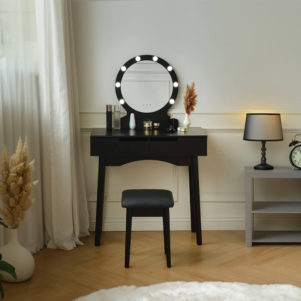 Home Deluxe Coiffeuse avec miroir et éclairage LED MIRANDA - Noir