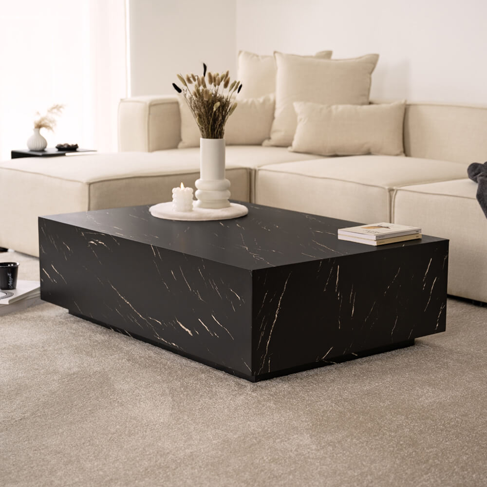 Home Deluxe Table basse en marbre AMIRI XXL - 120 x 80 cm noir