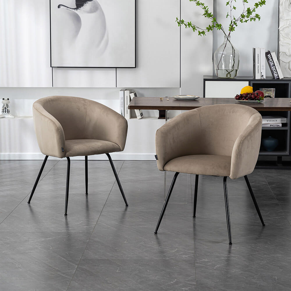 Home Deluxe Chaise de salle à manger en velours avec accoudoirs ARIA - 1 set beige