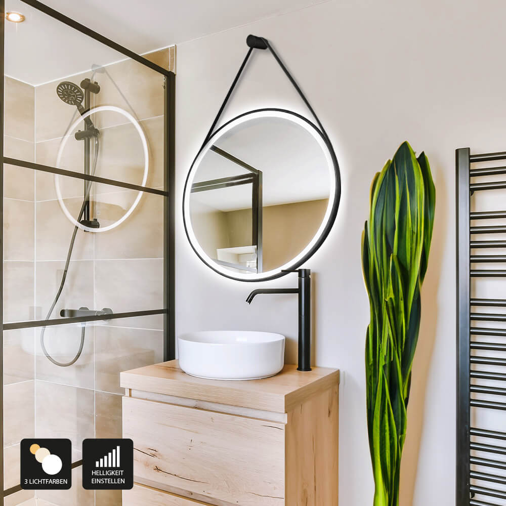 Home Deluxe Miroir LED rond avec suspension FIANA - 40 cm