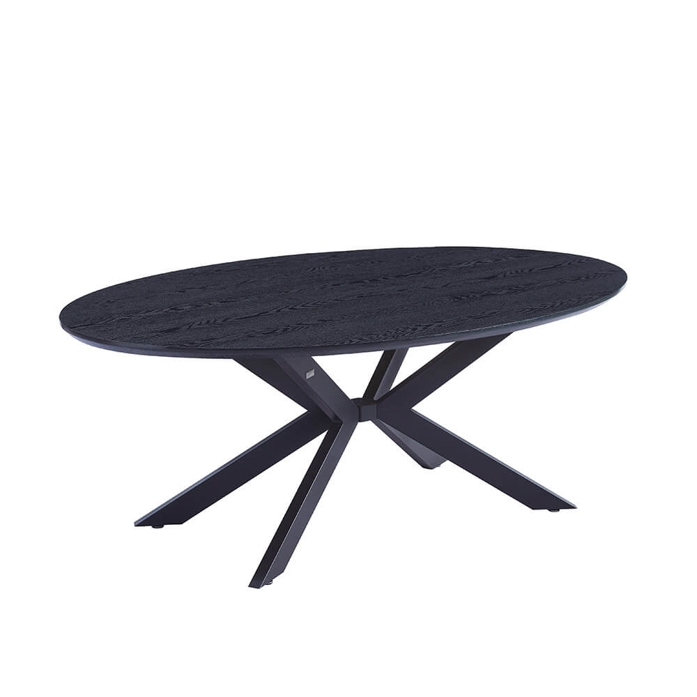 Home Deluxe Table de salle à manger ovale AVENTIS avec pied en étoile - 200 x 120 cm Dark Oak