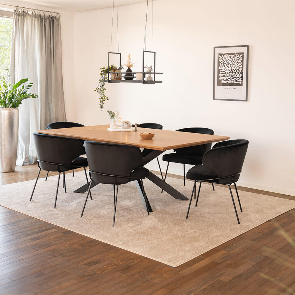 Home Deluxe Table de salle à manger AVENCIA avec pied en étoile - 200 x 120 cm Light Oak