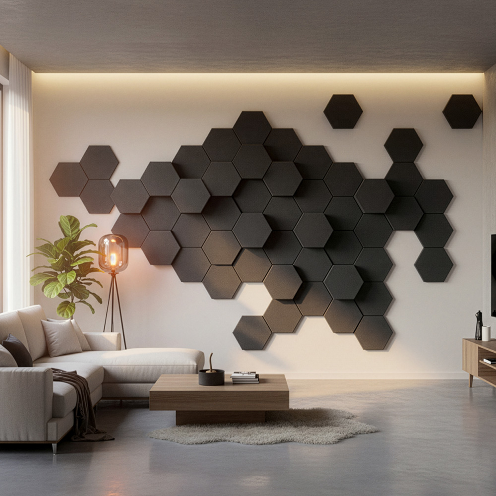 Home Deluxe Panneaux acoustiques Hexagon autocollants SILENT - Set de 15 pièces noir