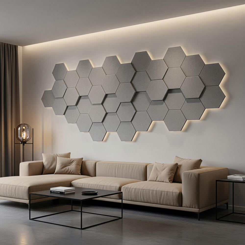 Home Deluxe Panneaux acoustiques Hexagon autocollants SILENT - set de 5 pièces gris clair