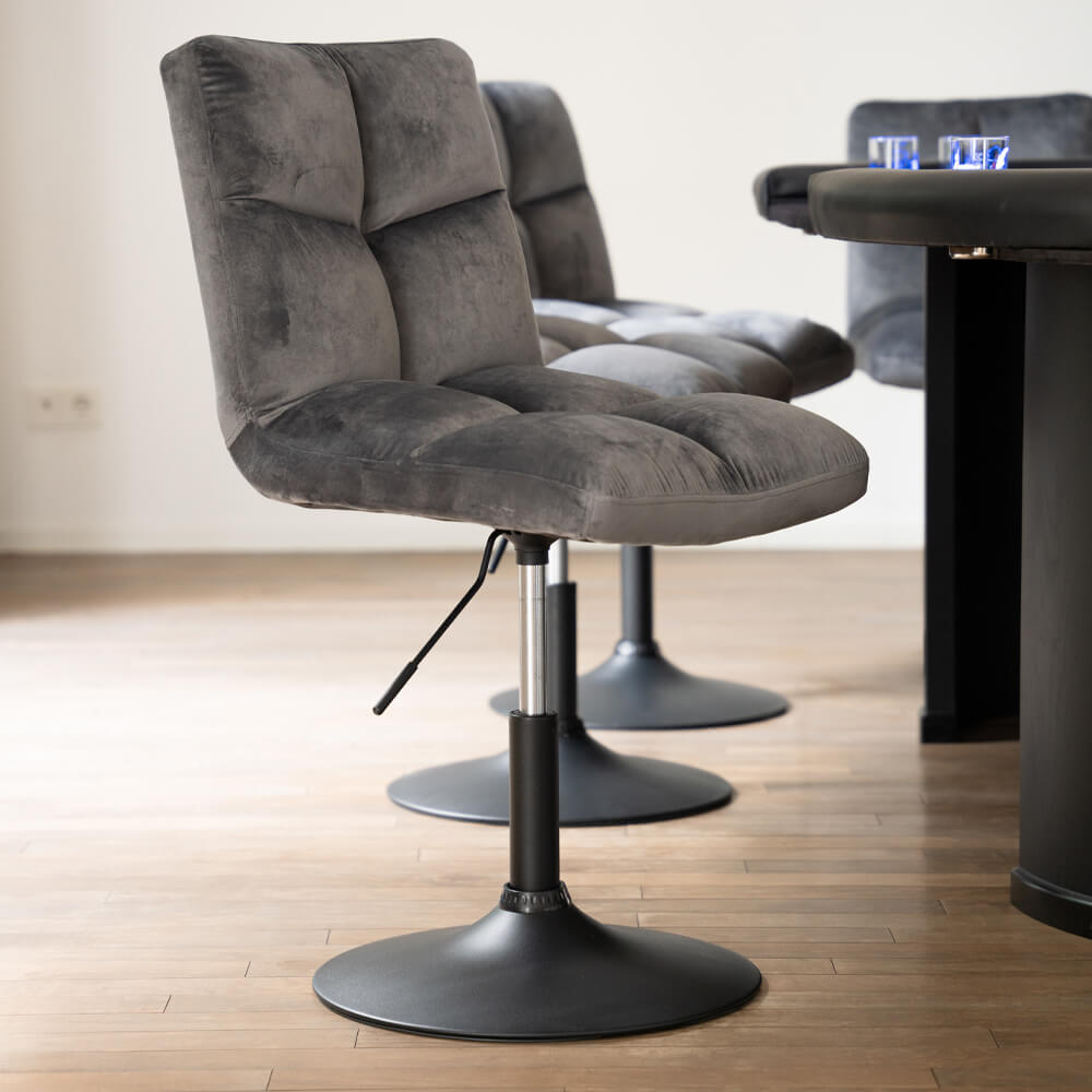 Home Deluxe Échantillon de tissu Chaise de salle à manger NODA / Tabouret de bar ACE - velours gris clair