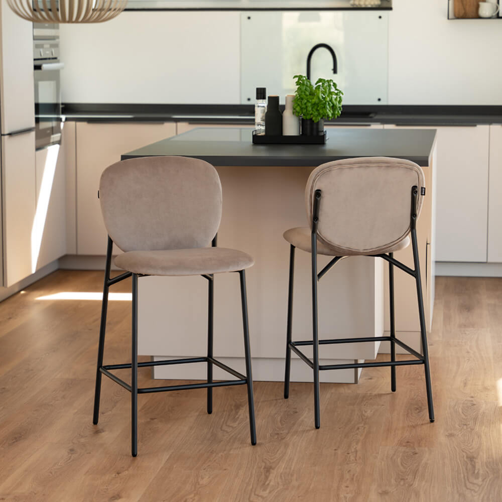 Home Deluxe Tabouret de bar velours CELDA - set de 5 tabourets marron clair