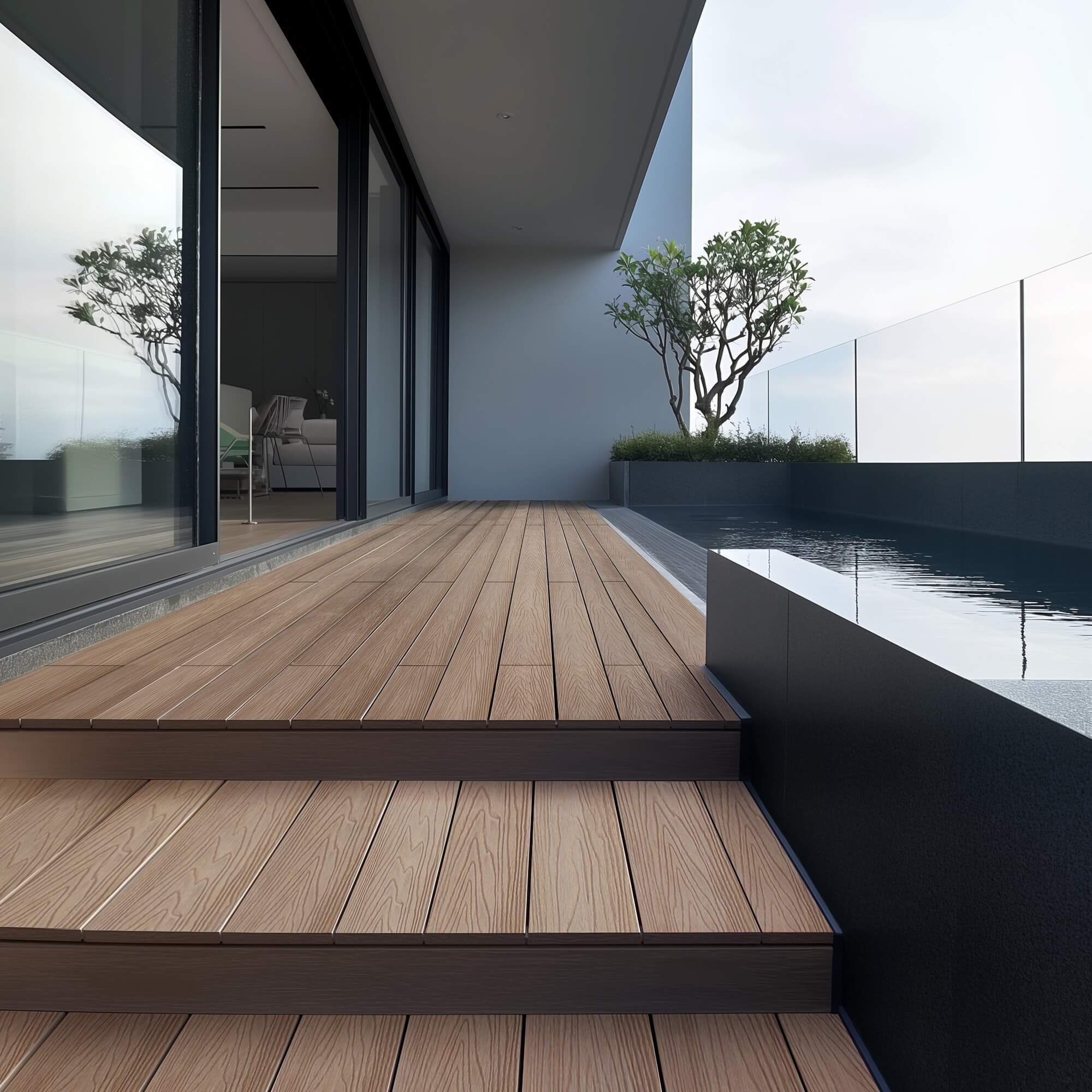 Home Deluxe Planches de terrasse WPC SAMANA PREMIUM kit complet (y compris l'ossature) - Teck 50m².