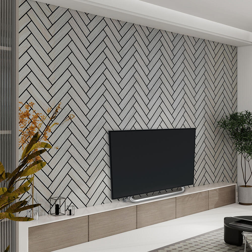 Home Deluxe Panneau acoustique à chevrons VEGA Grey Oak lot de 6 - 80 x 40 cm