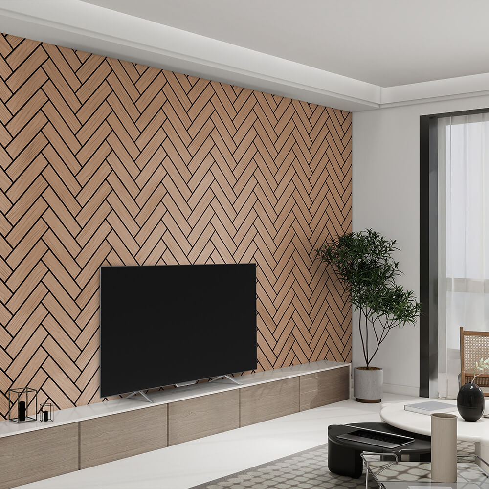 Home Deluxe Panel acústico aspecto espiga VEGA Roble aceitado juego de 1 - 80 x 40 cm