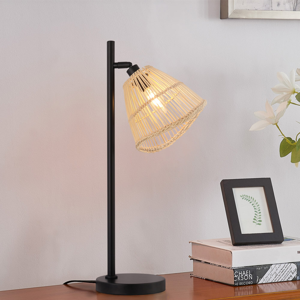 Home Deluxe Lampe de table en rotin FELIA - Beige