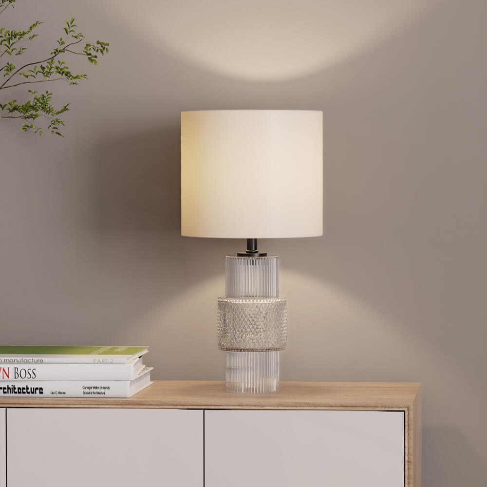 Home Deluxe Grande lampe de table en verre YUKI - Transparent