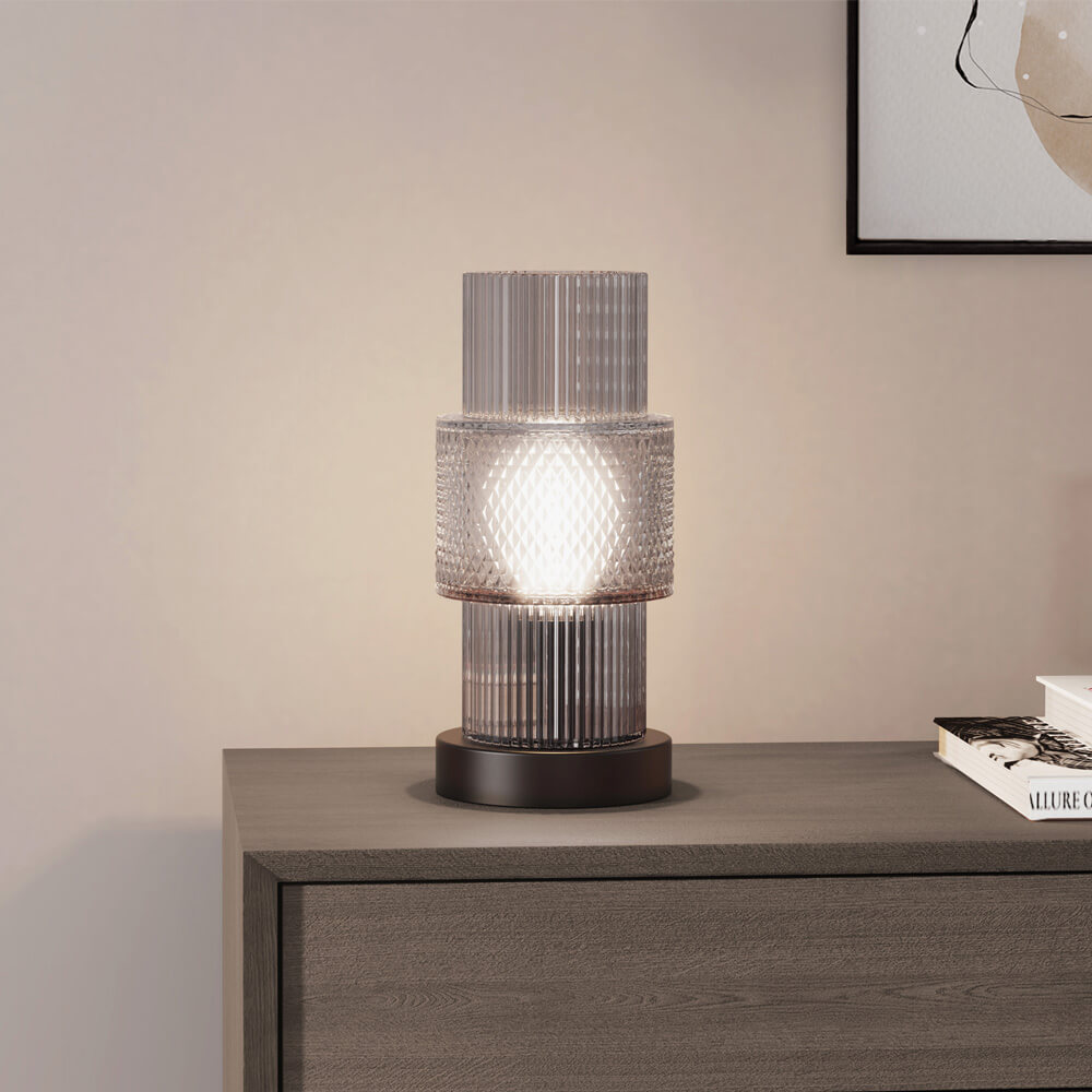 Home Deluxe Petite lampe de table en verre YUKI - Transparent