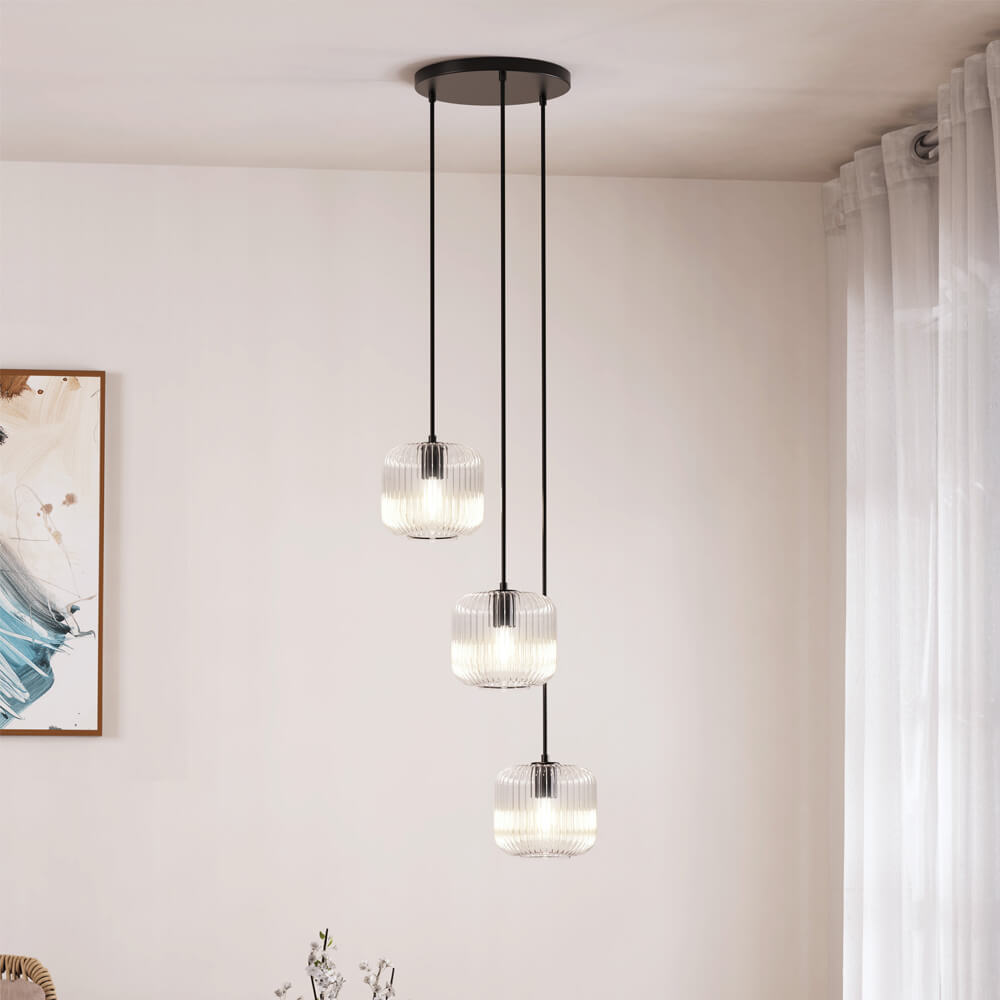 Home Deluxe Lampe à suspendre en verre LILY - Transparent