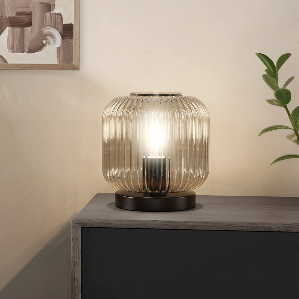 Home Deluxe Lampe de table en verre LILY - Gris fumé