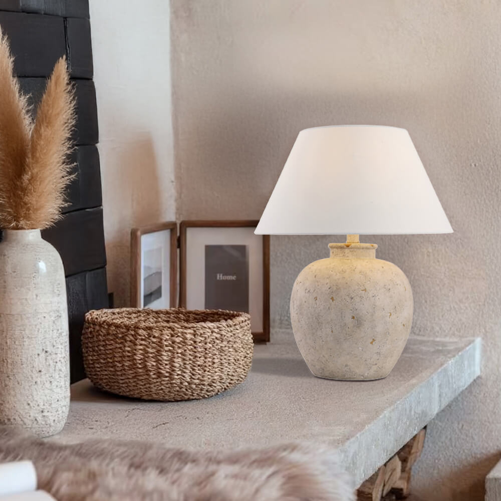 Home Deluxe Petite lampe de table en pierre LENE - Blanc