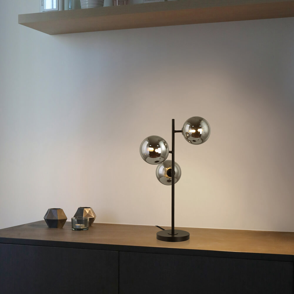 Home Deluxe Lampe de table en verre VIOLA - Gris fumé