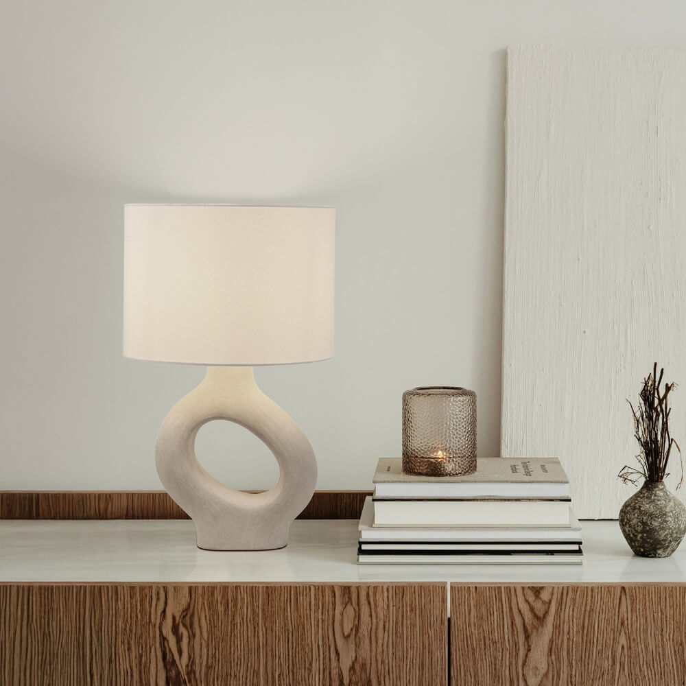 Home Deluxe Grande lampe de table asymétrique LOLA - Beige
