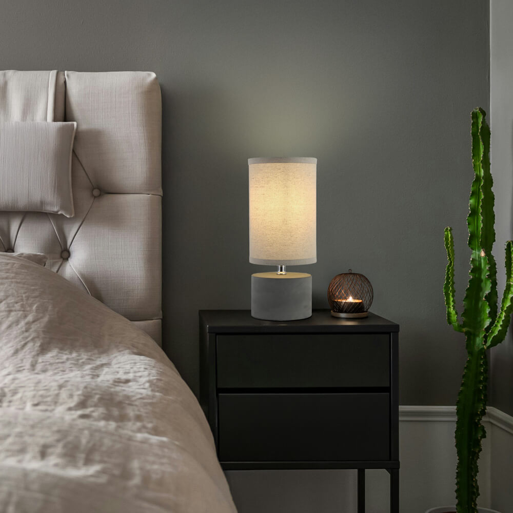 Home Deluxe Petite lampe de table en aspect béton - Gris