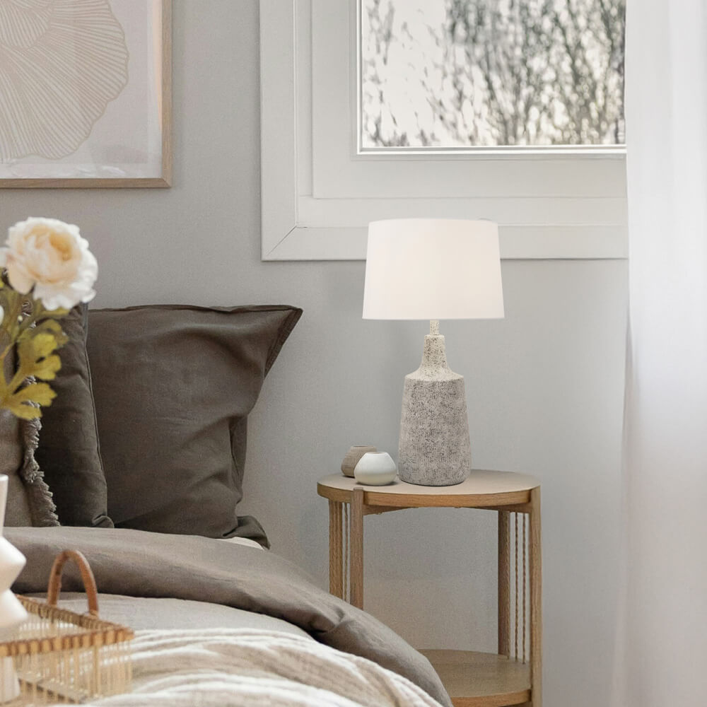 Home Deluxe Petite lampe de table en pierre CARO - Blanc