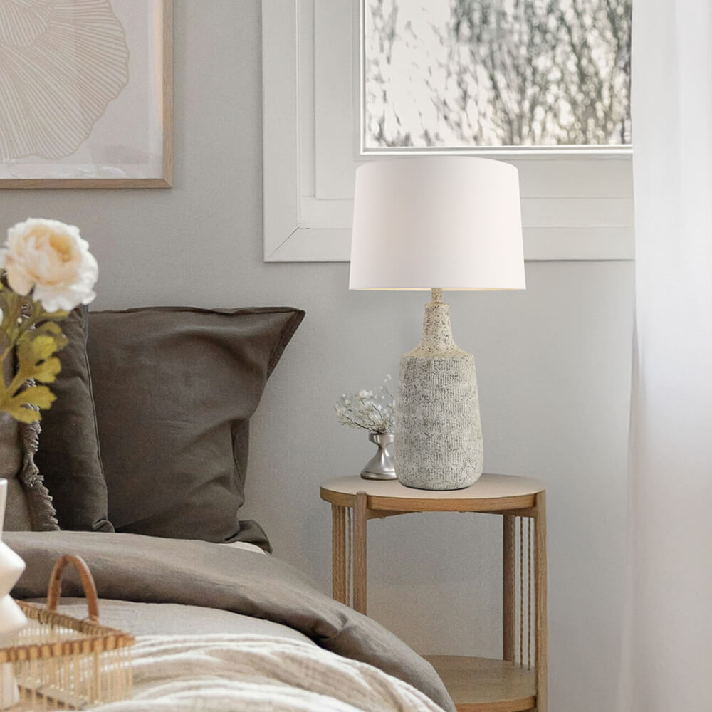 Home Deluxe Grande lampe de table aspect pierre CARO - Blanc