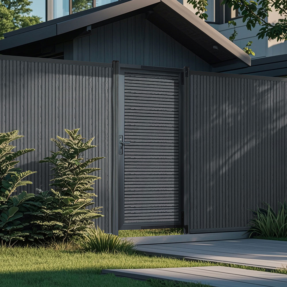 Home Deluxe Portail de jardin WPC CALLATOR PREMIUM Panneaux horizontaux - 80 x 180 cm
