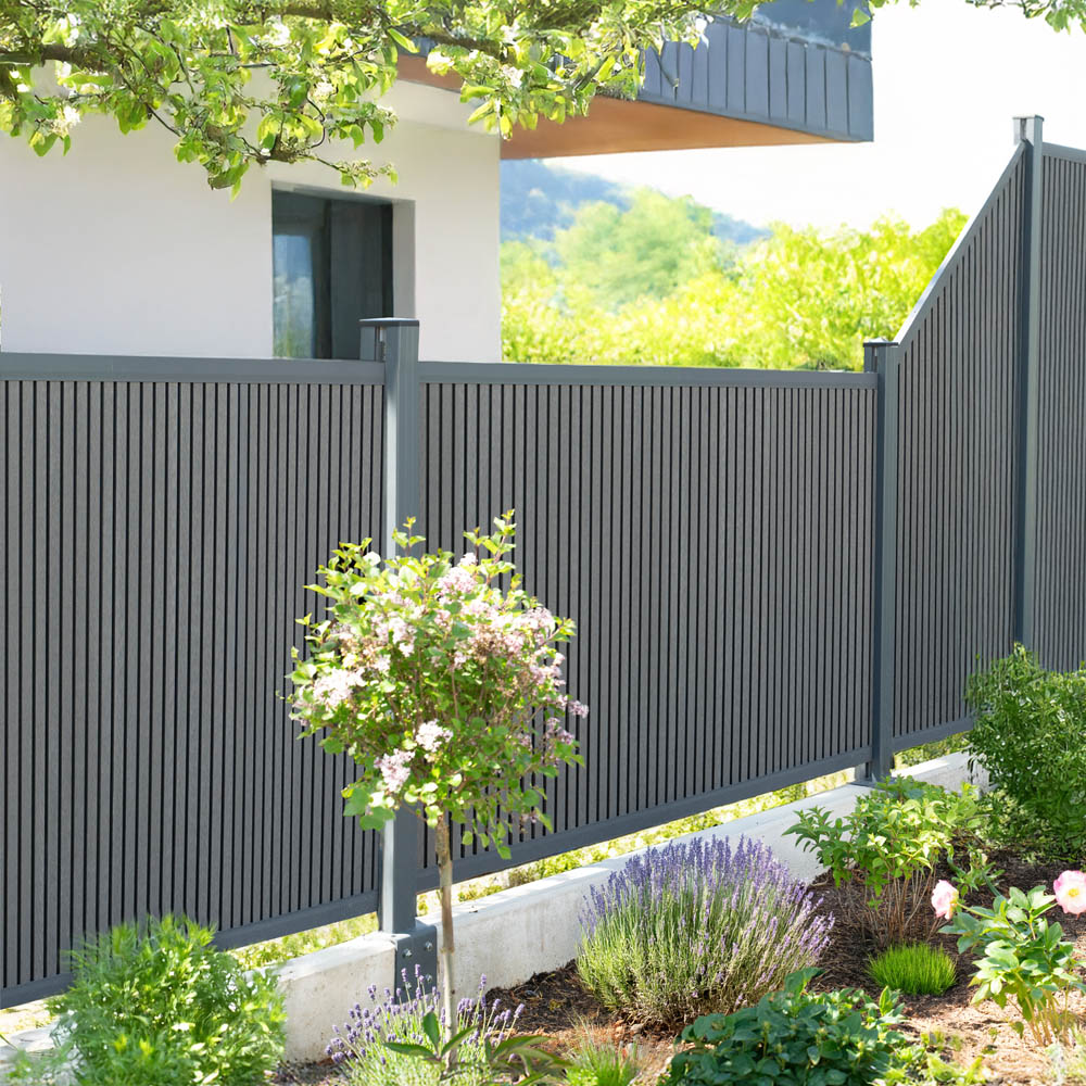 Home Deluxe Clôture pare-vue WPC CALLADO PREMIUM 1 x élément + 2 x poteaux - Hauteur : 115 cm