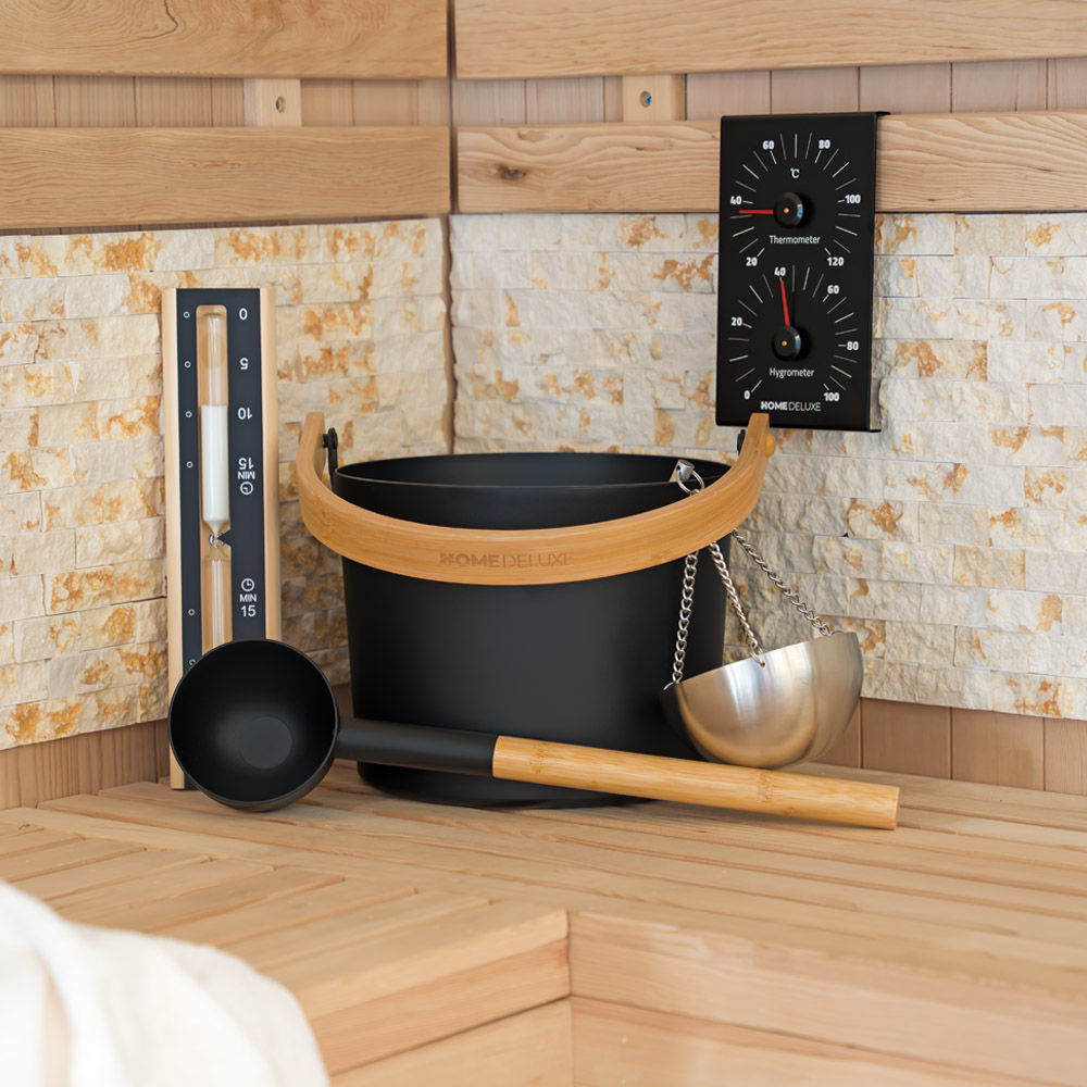 Home Deluxe Accessoires pour sauna LUVIA Noir- Set complet
