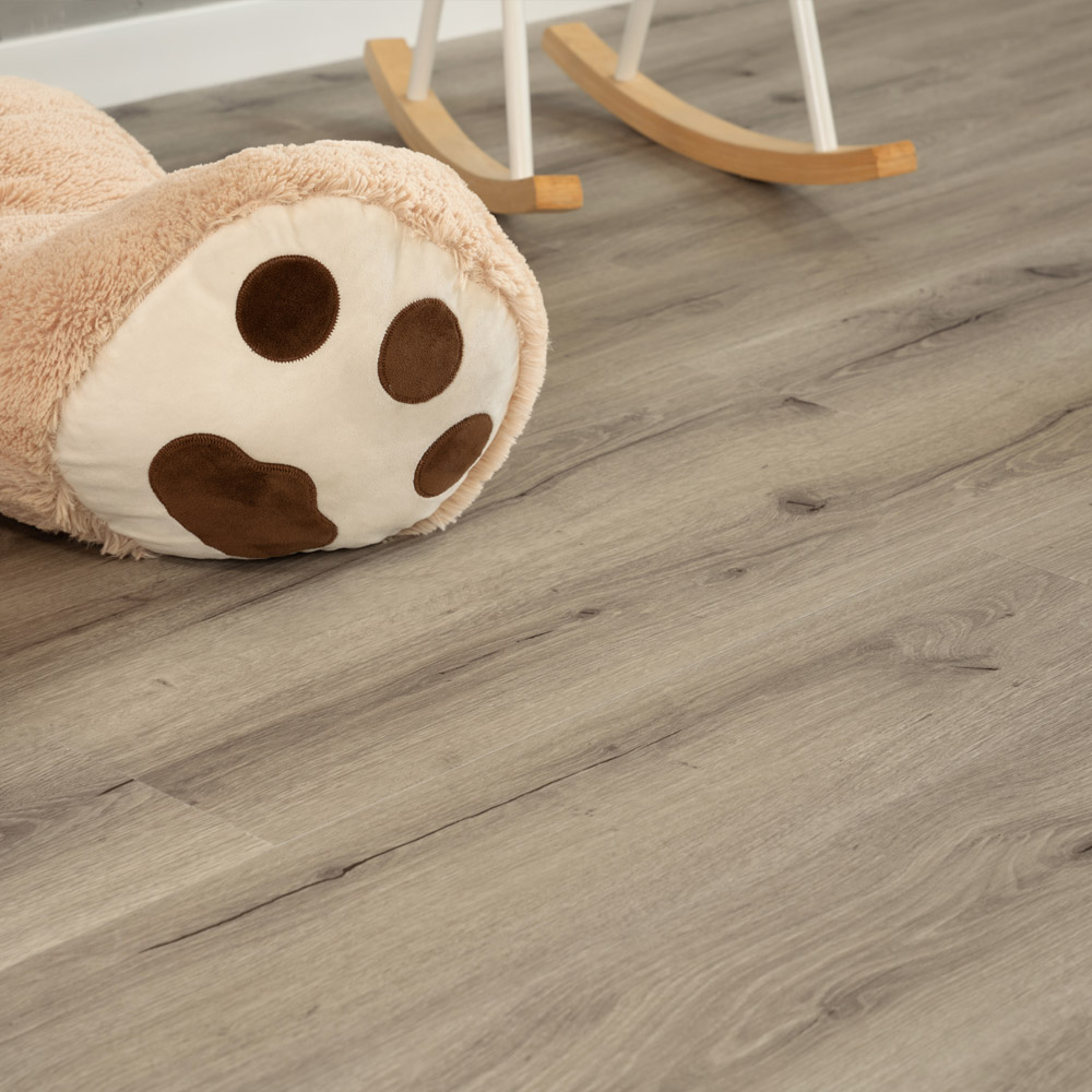 Home Deluxe Sol vinyle clipsable avec bruits d'impact ROMIA Gris - 10 m².