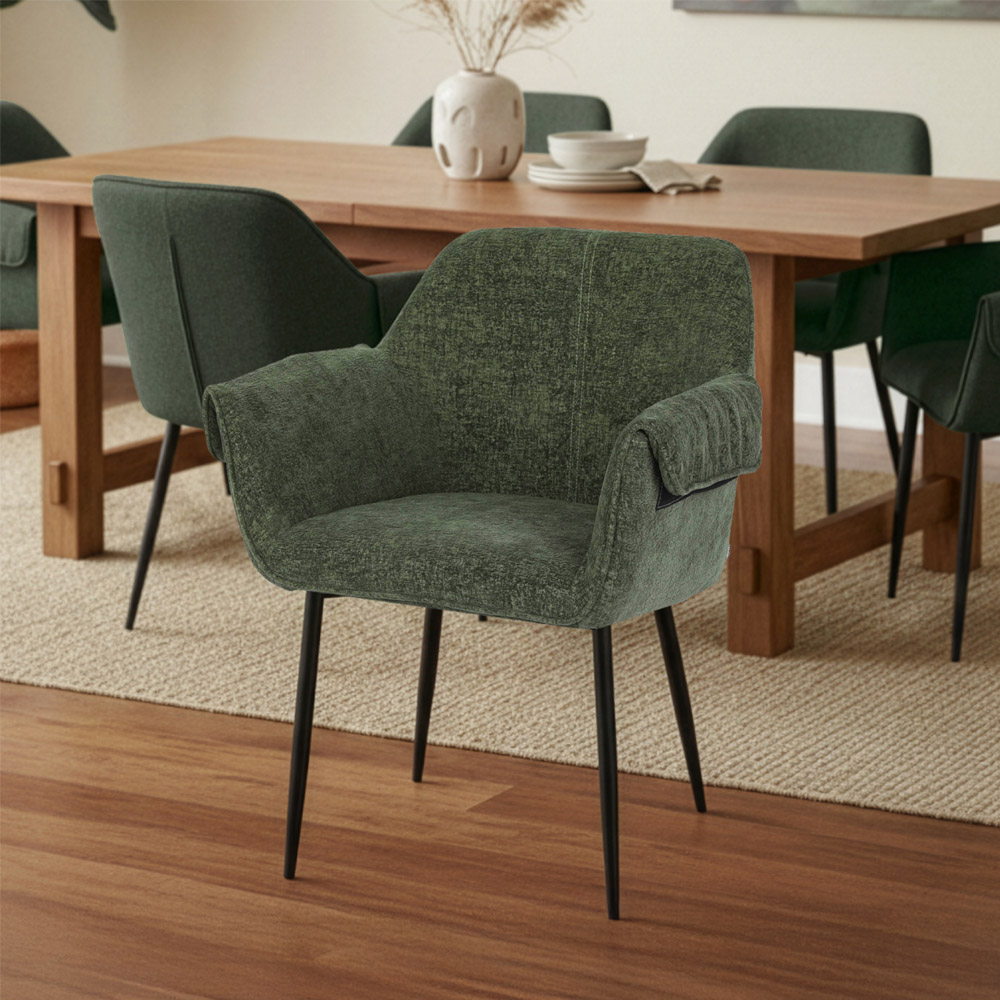 Chaise de salle à manger chenille CHENO - 1 set vert