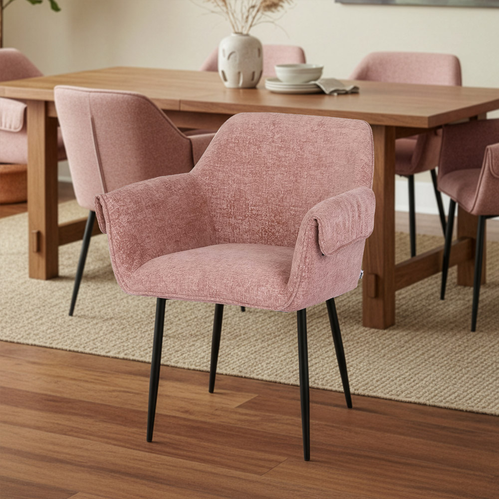 Chaise de salle à manger chenille CHENO - 1 set rose