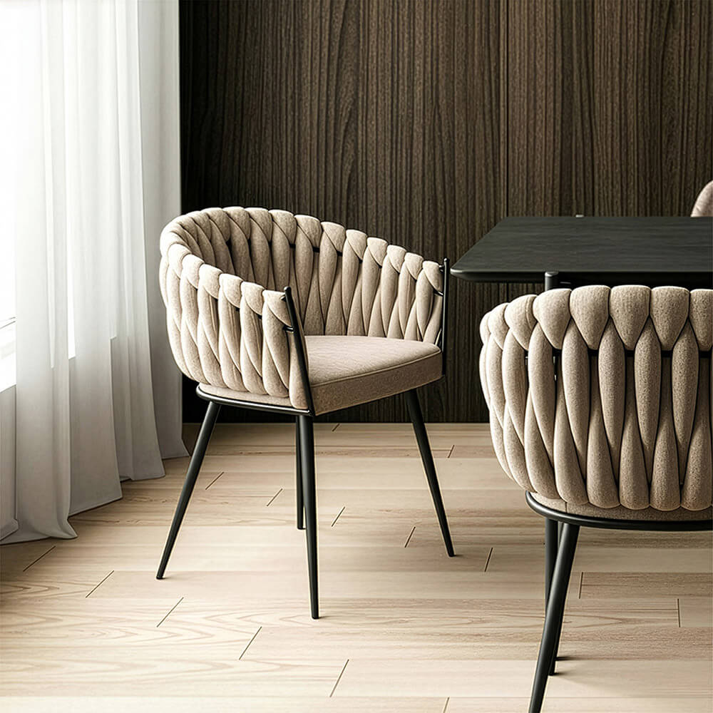 Chaise de salle à manger tissée AYLA - 1 set beige