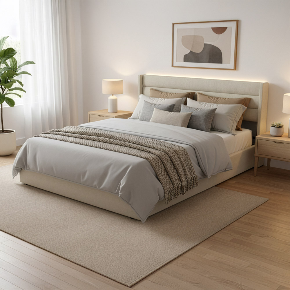 Lit LED SORINA avec matelas Beige - 160 x 200 cm